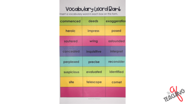 The Teaching Q vocabulary activities for elementary students