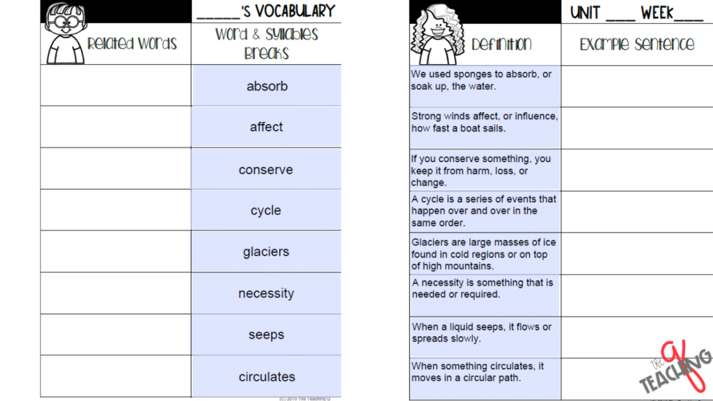 ideas for vocabulary assignments