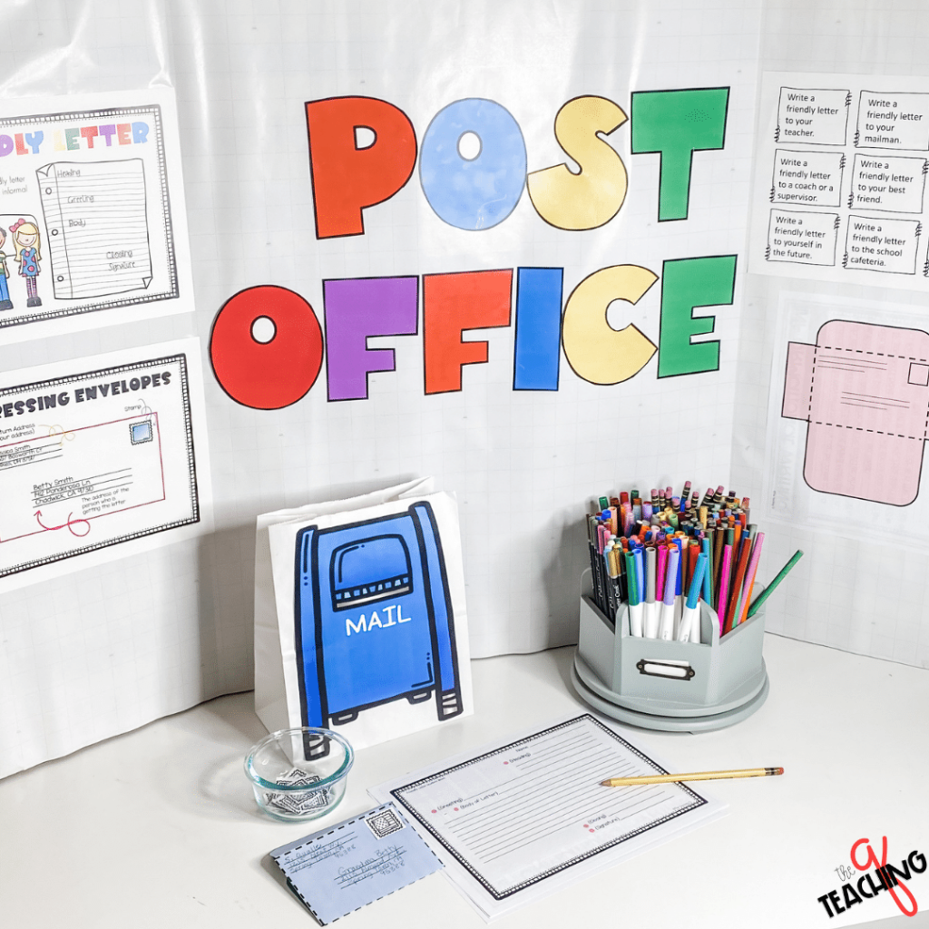A picture of letter writing activities post office.
