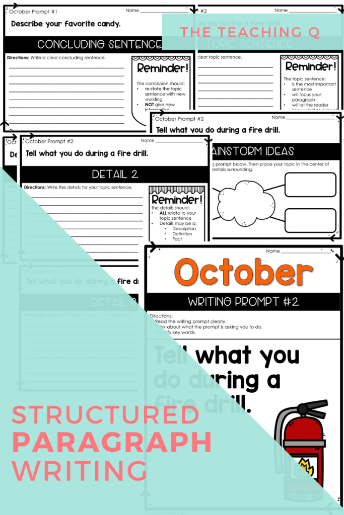 October structured paragraph writing to use during morning work.