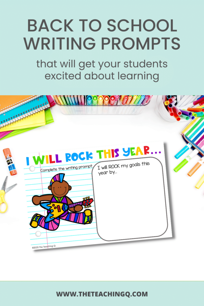 "We Will Rock Our Classmates" back-to-school writing prompts.