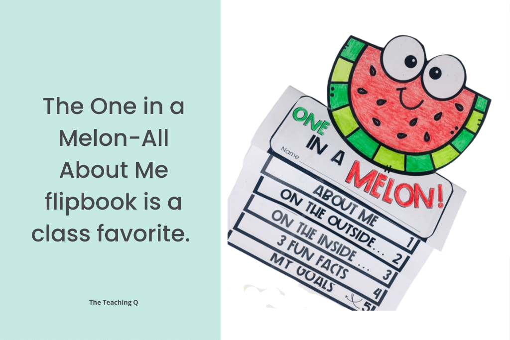 A picture of the "One in a Melon" Get-to-know you writing prompt and activity.