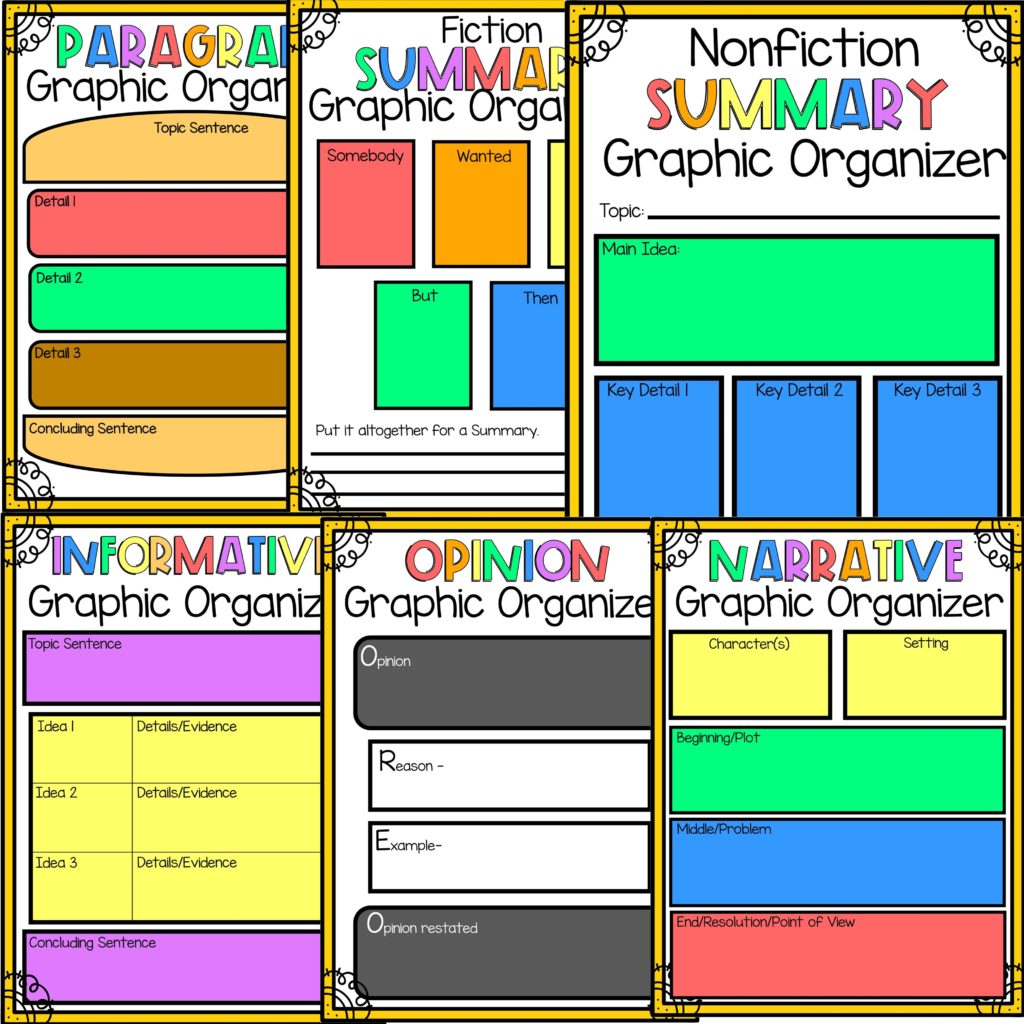 Support writers with the graphic organizers found in the Writing Notebook Folder pages.