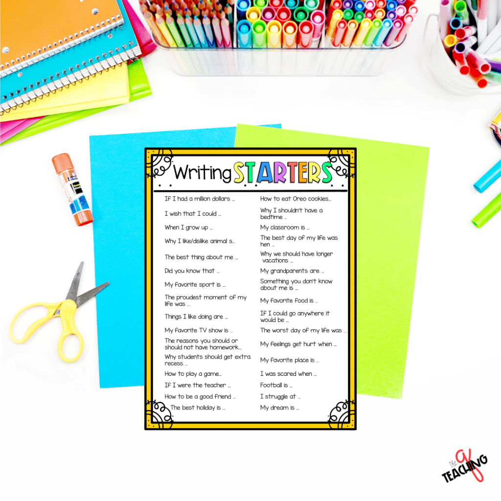 A list of sentence starters should be included with any writing center.