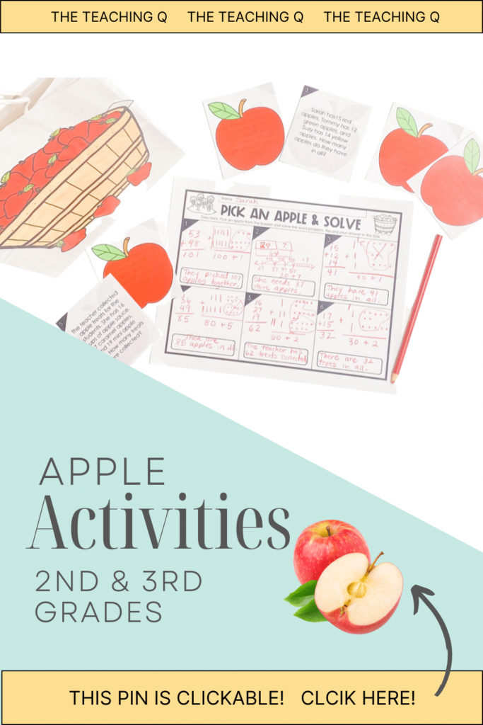 Math word problems for an apple day at school.