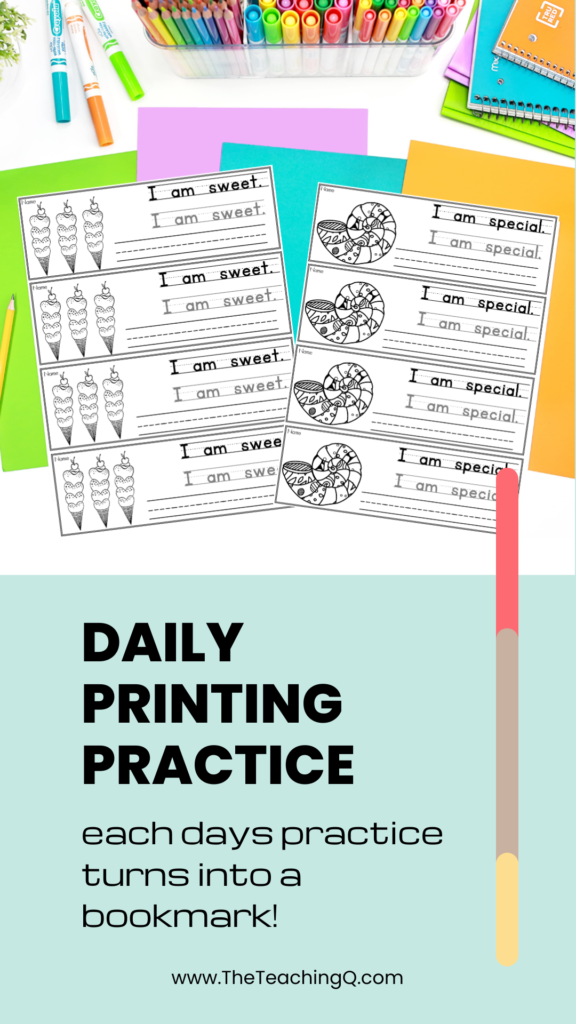 Daily printing practice for elementary students.