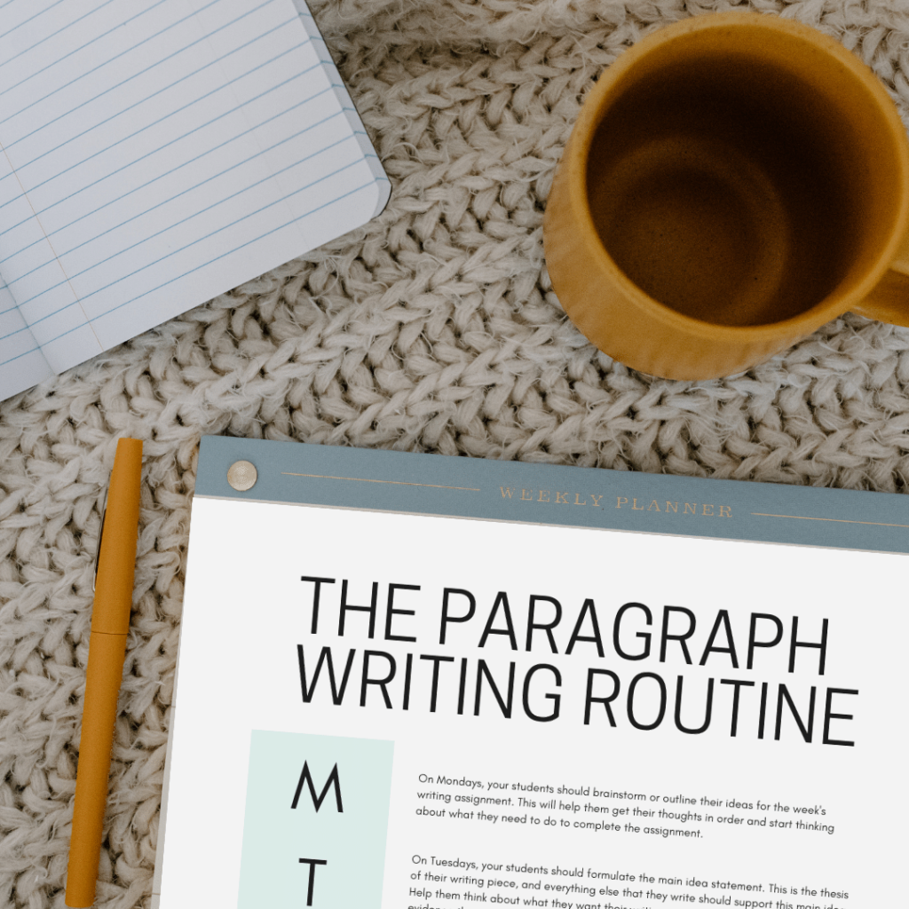 An image of the paragraph writing routine with a pen.