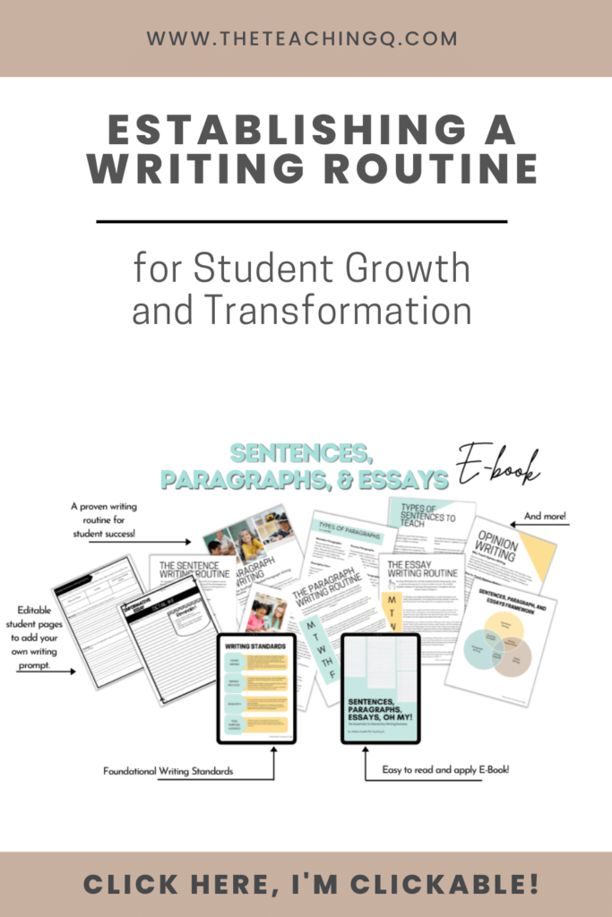 Resources to support establishing a writing routine.
