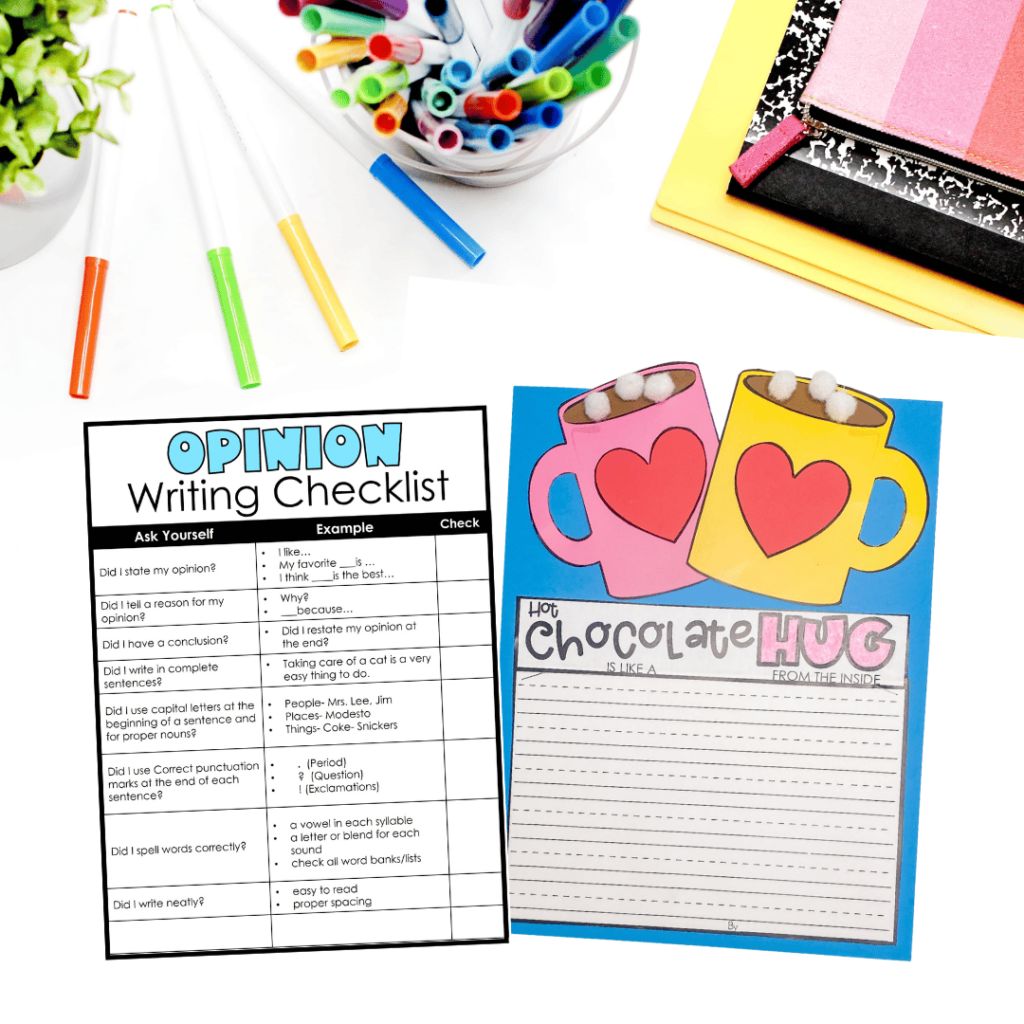 A picture of the completed writing craft and student writing checklist.