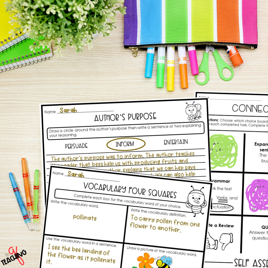 A Sample of Choice Board Activities for Spring