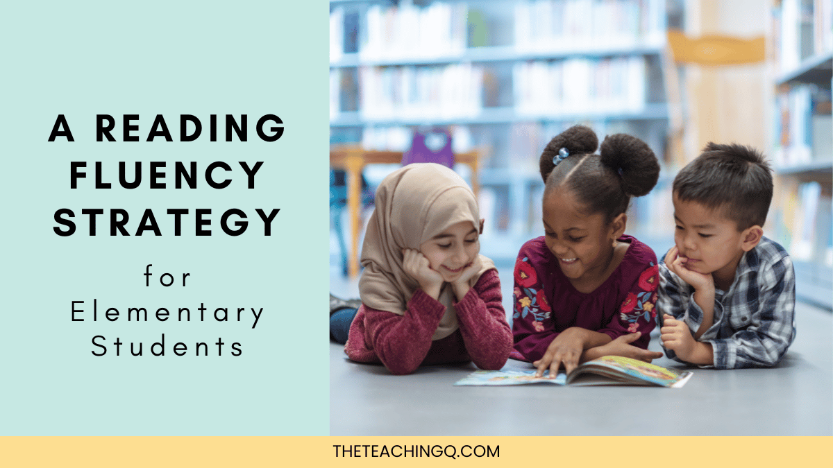 An image of elementary students with reading fluency activities.