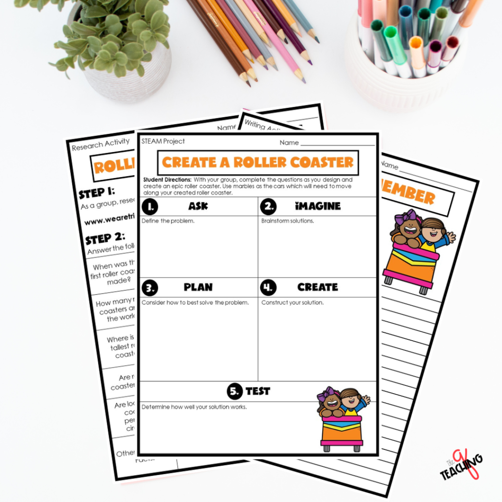 A photo of the Epic Roller Coaster fun activities worksheets.