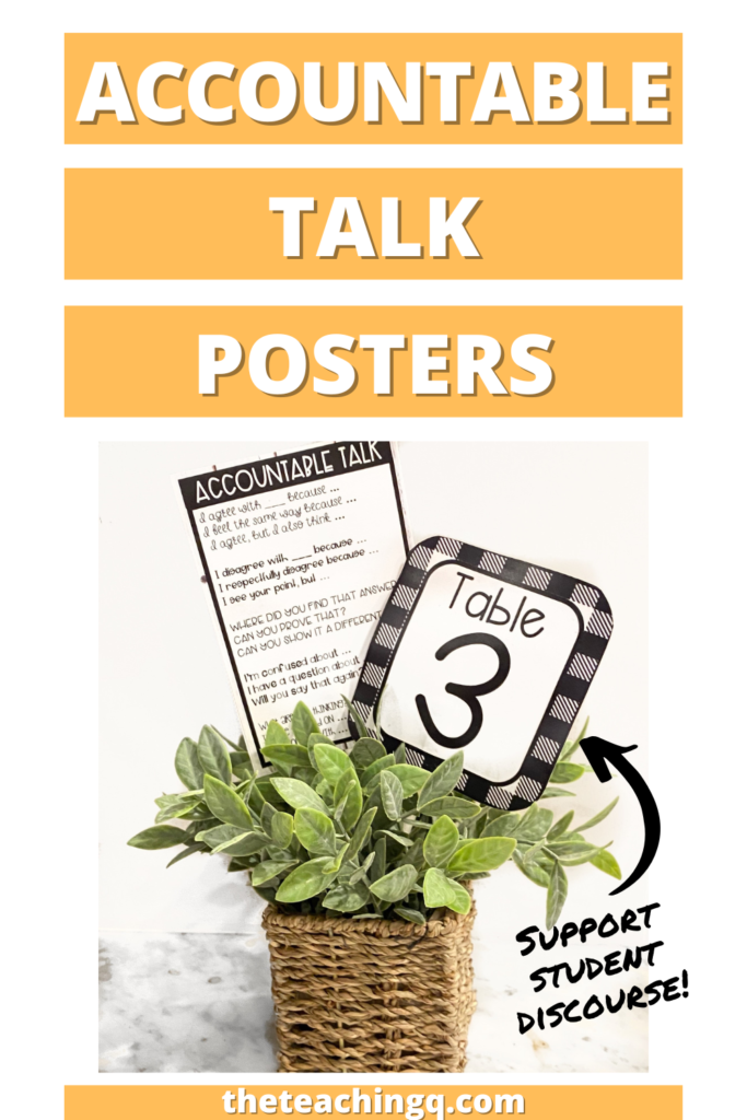 Acountable talk posters for student discourse.