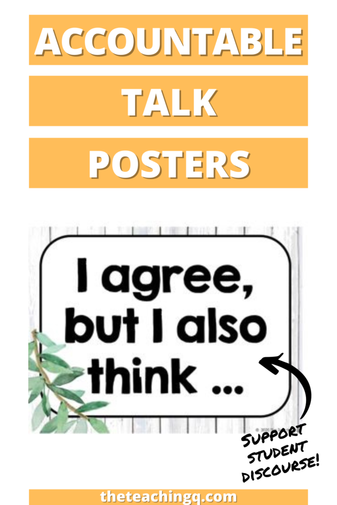 Sentence stem posters used for accountable talk in the classroom.