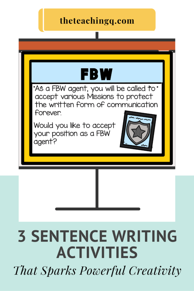 A photo of a sentence writing acctivity an investigator theme.