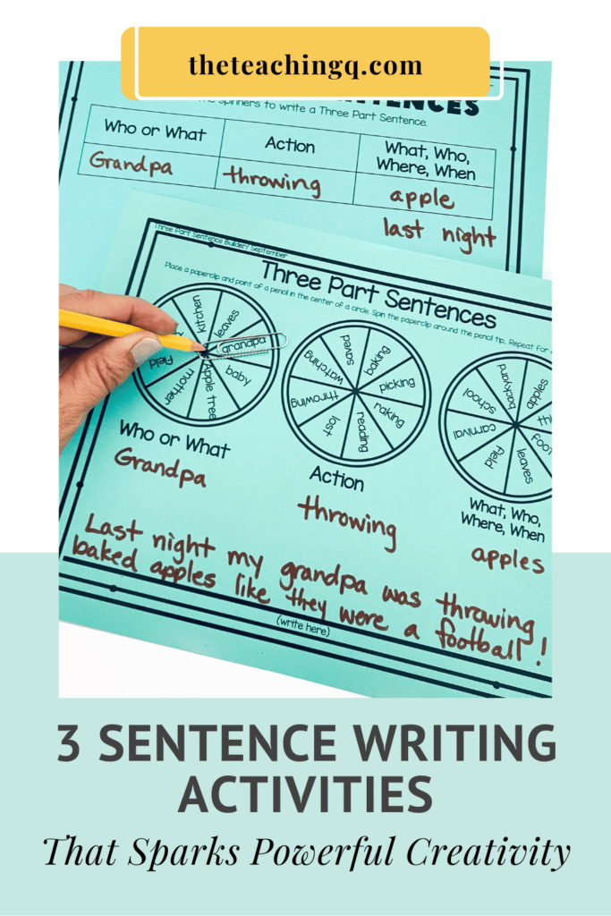 The three part sentence writing activity for second and third grade students.