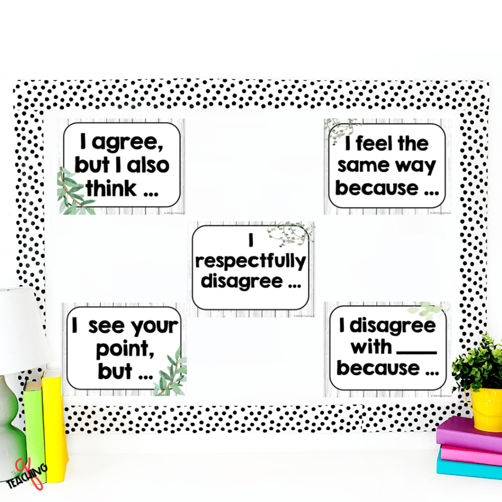 An image of the Accountable Talk Classroom Posters in a Farmhouse style.
