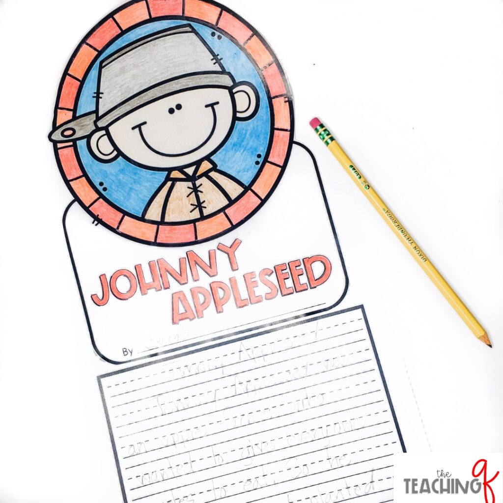 A Johnny Appleseed writing activity used with the apple themed centers.
