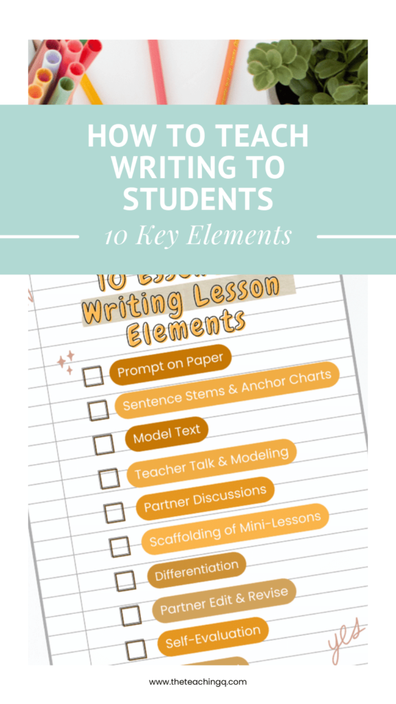 A writing strategies checklist for elementary teachers.