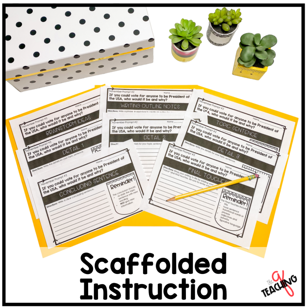 A photo of the scaffolded paragraph writing worksheets.