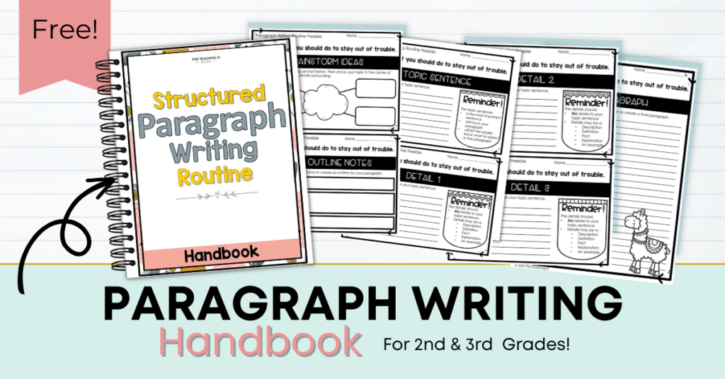 Free Paragraph Writing Handbook for elementary teachers.