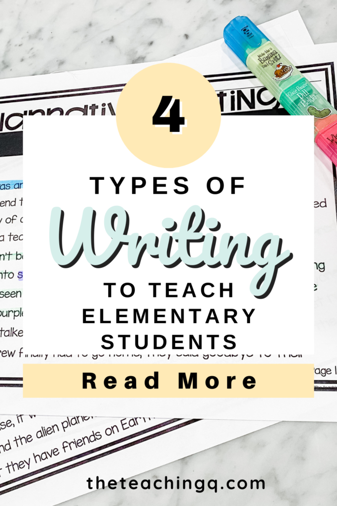 Four types of writing to teach elementary students now.