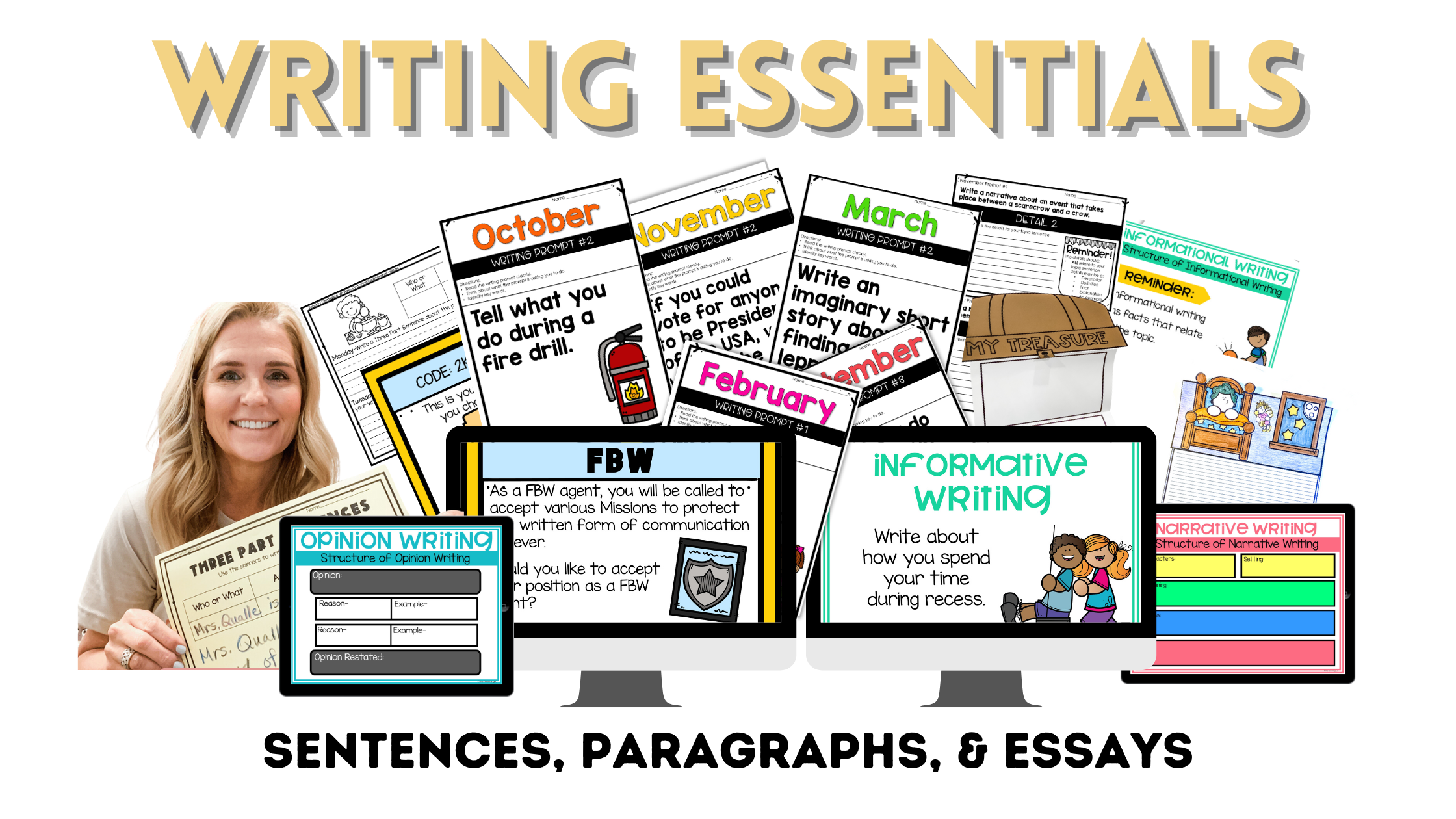 The Writing Essentials for teaching sentence, paragraph and essay writing skills to elementary students.