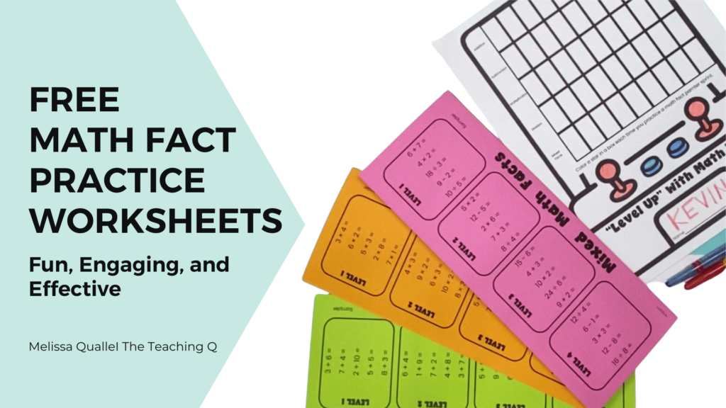 Free math fact practice worksheets for student practice