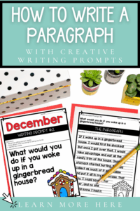 A pin about paragraph writing prompts for the classroom.