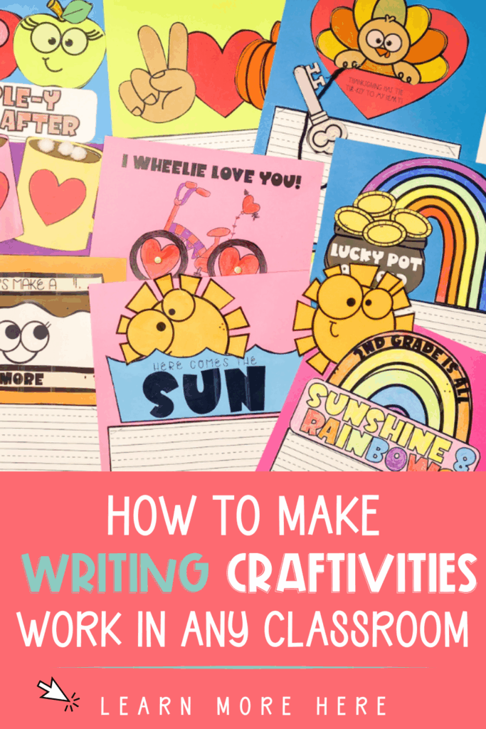 A pin about creative ways to use writing craftivities in the classroom.